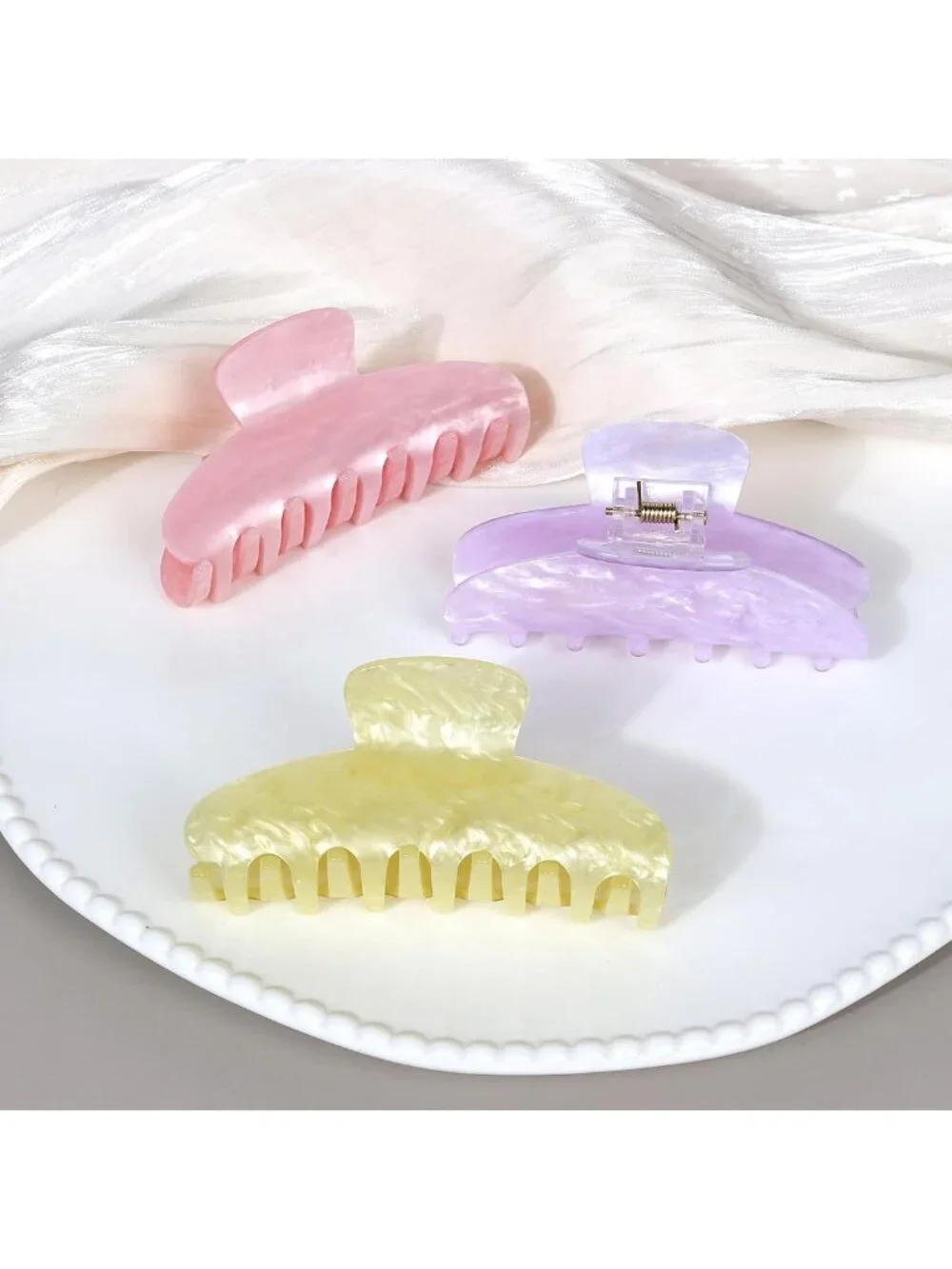 6 Pcs Medium Marble Hair Claw Clips - Strong Hold Non-Slip Jaw Clamps for All